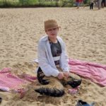 Moa am Strand
